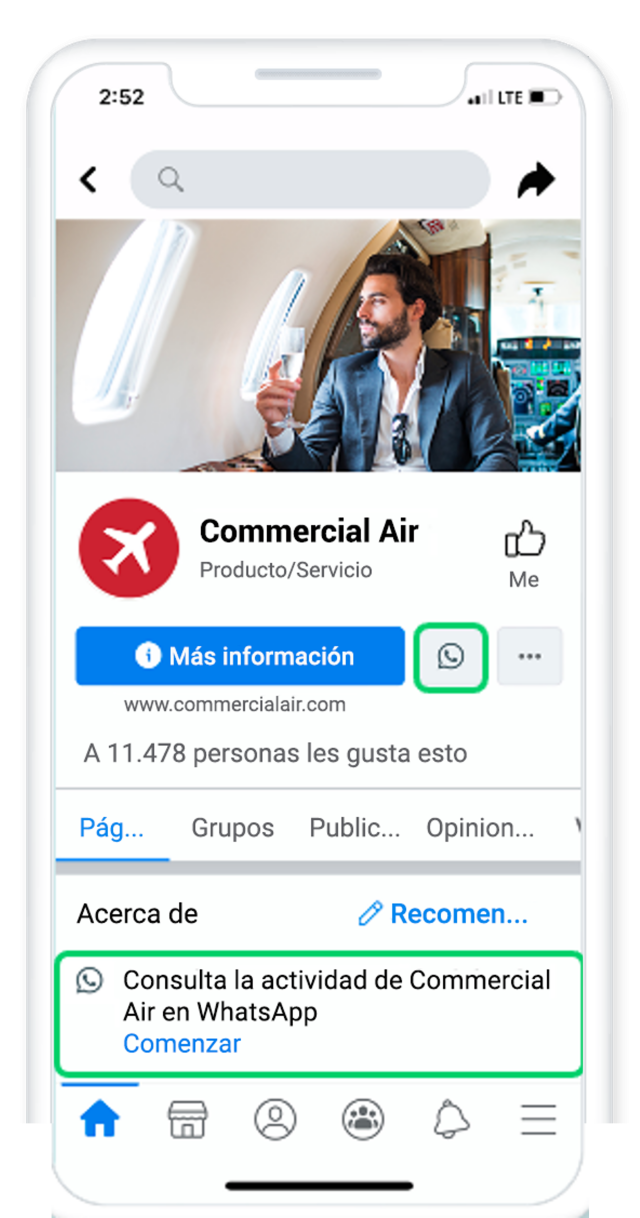 commercial air whatsapp boton