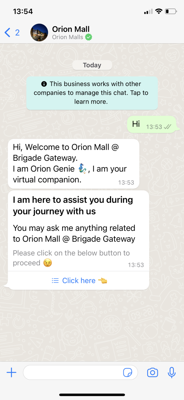 Orion Mall Whatsapp Support