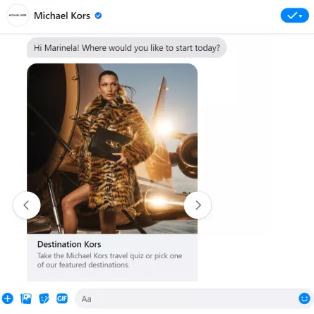 Facebook Messenger chatbot, Michael Kors