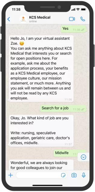 WhatsApp Chat KCS Medical HR