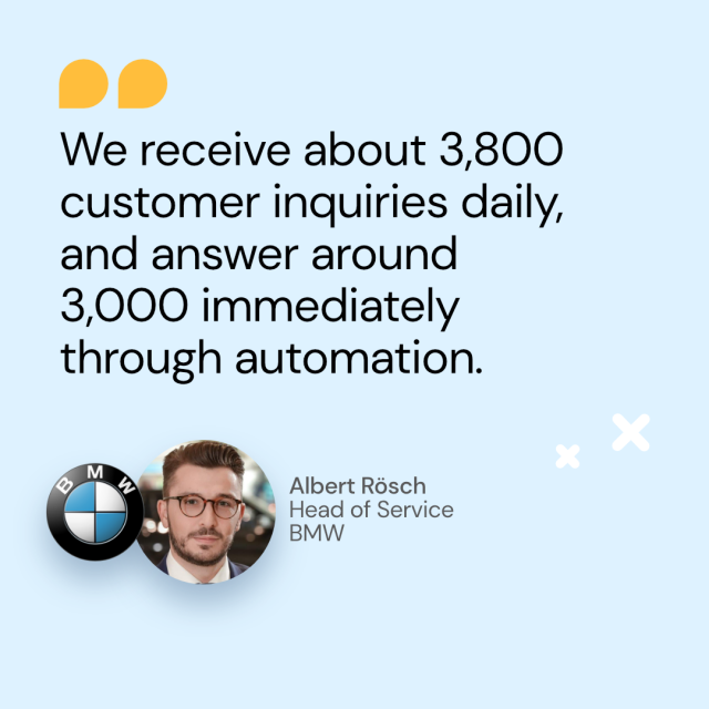 Citation from Alber Rösch from BMW about customer inquiries