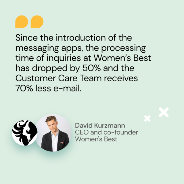 Quote from David Kurzmann from Women´s Best about less e-mail & dropped inquiries