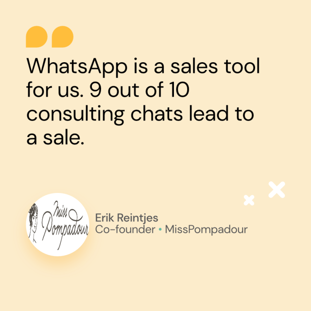 Citation from Erik Reintjes from MissPompadour about WhatsApp as Sales Tool