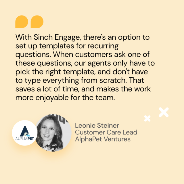 Quote by Leonie Steiner AlphaPet about automation on Sinch Engage.