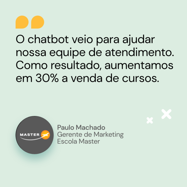 Citação de Paulo Machada da Escola Master de Aviação sobre Chatbot