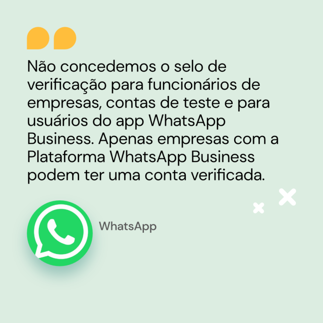 Citação do WhatsApp sobre o Verified WhatsApp