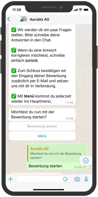 Aurubis Chatbot HR Ausbildung Bewerbung per WhatsApp