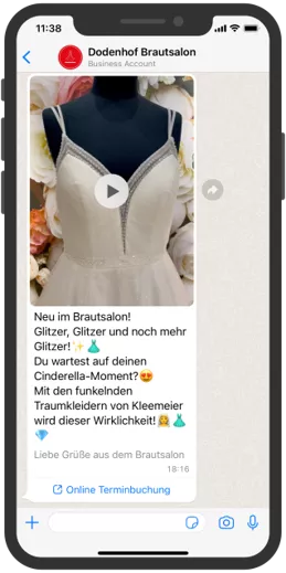 Screenshot Dodenhof Brautsalon WhatsApp Newsletter Angebot