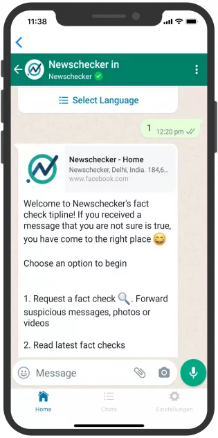 Newschecker India, fact checker, WhatsApp, chatbot