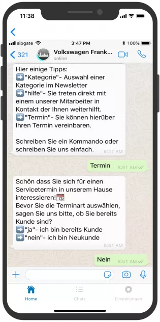 Volkswagen Frankfurt Support WhatsApp