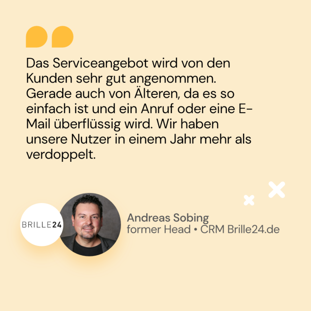 Zitat von Andreas Sobing von Brille24.de über Verdopplung der Nutzerzahl