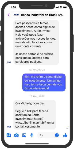 banco industrial do brasil facebook messenger