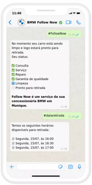 Chatbot da BMW, Follow Now