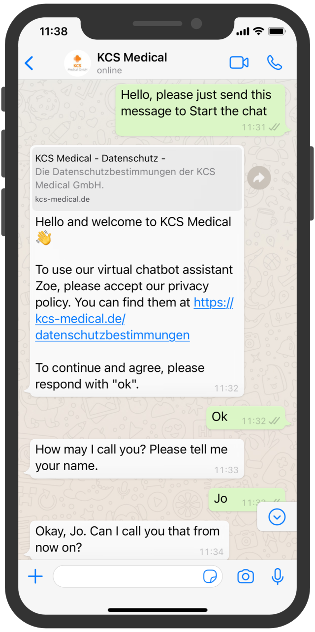 KCS Medical WhatsApp chatbot EN 1