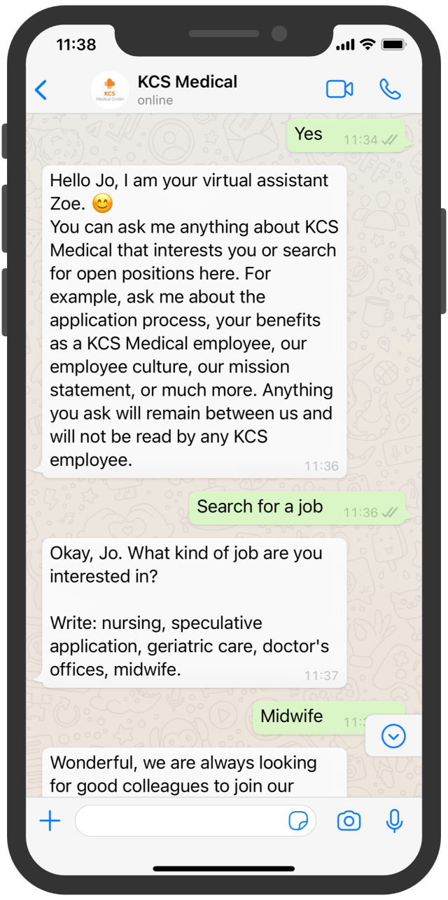 KCS Medical WhatsApp chatbot EN 2