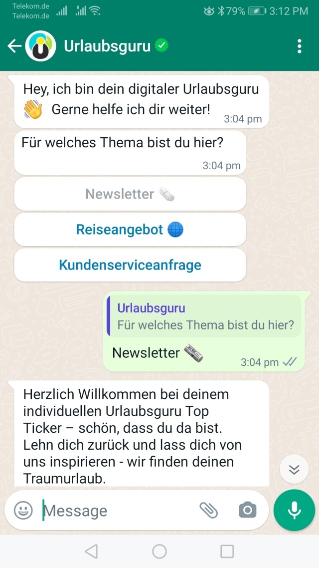 WhatsApp Newsletter Urlaubsguru