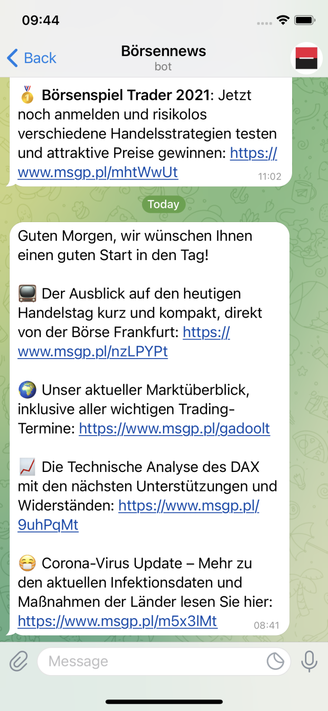 Telegram Newsletter Börsennews 