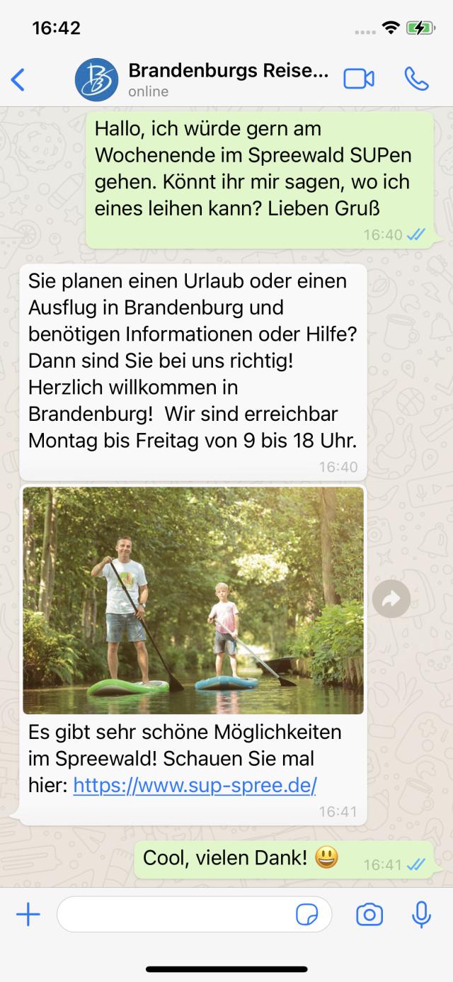Reiseland Brandenburg WhatsApp Chat