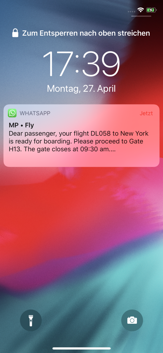 MP Fly WhatsApp Notification lock screen