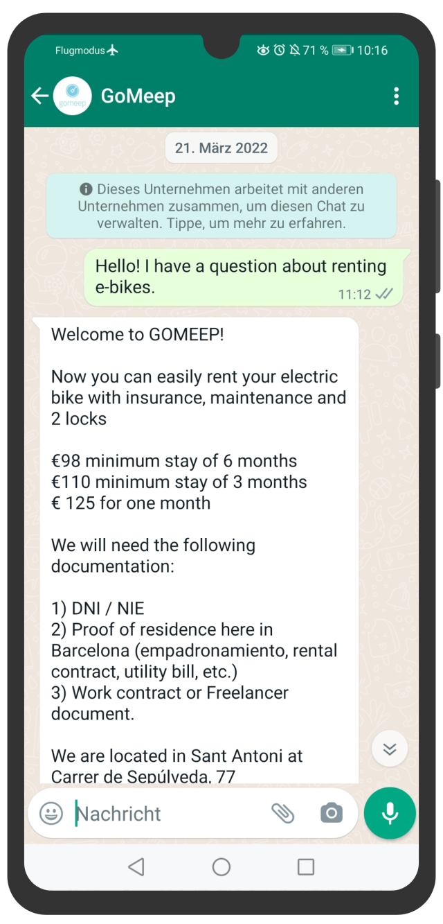 GoMeep WhatsApp Chat