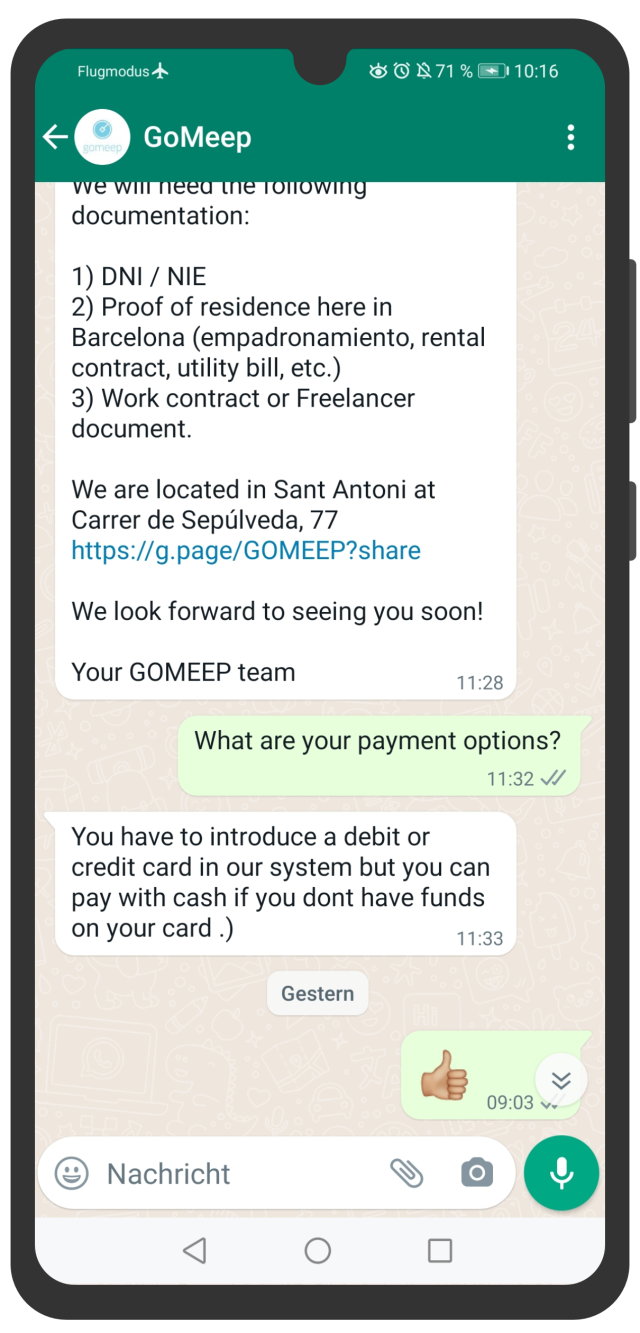 GoMeep WhatsApp Chat