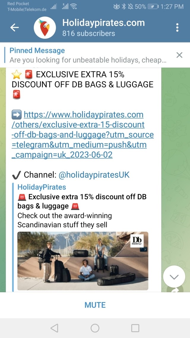 Holiday Pirates Telegram newsletter