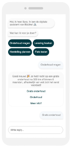 bizbike chat screenshot chatbot