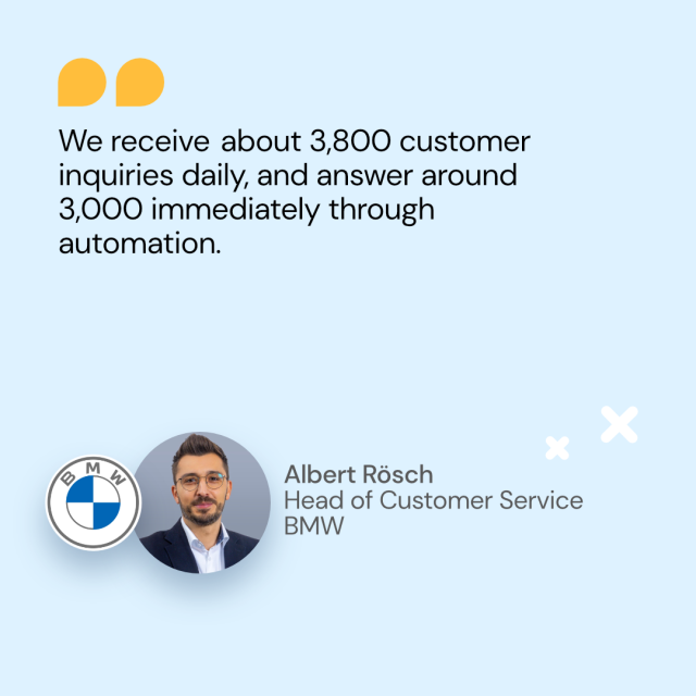 Quote from Albert Rösch, from BMW Munich about Chatbot Customer Service