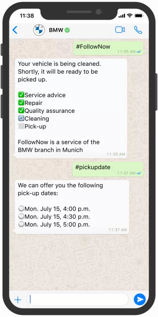 BMW chat whatsapp customer service