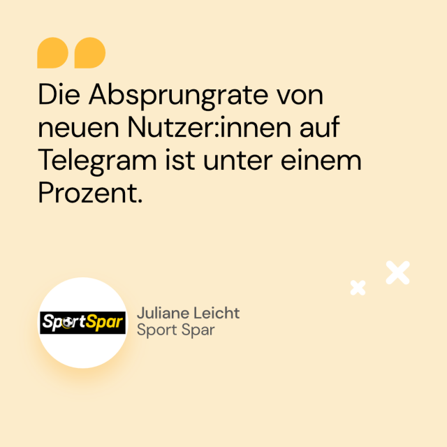 Zitat von Julia Leicht von Sportspar über die Absprungsrate über Telegram