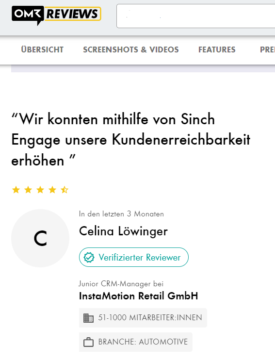 OMR Review für Sinch Engage
