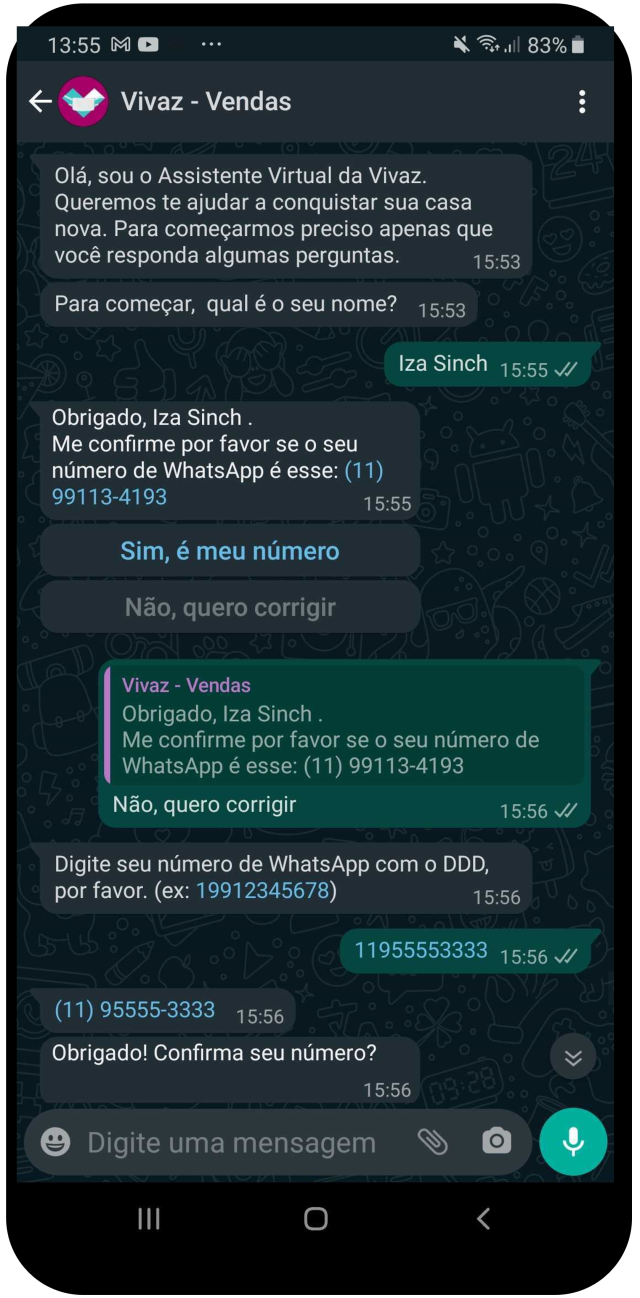 Vivaz Residencial - chatbot on WhatsApp - PT-BR