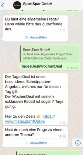 SportSpar WhatsApp chat marketing