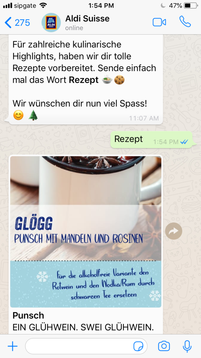 Aldi Suisse Dezemberkalender WhatsApp 2