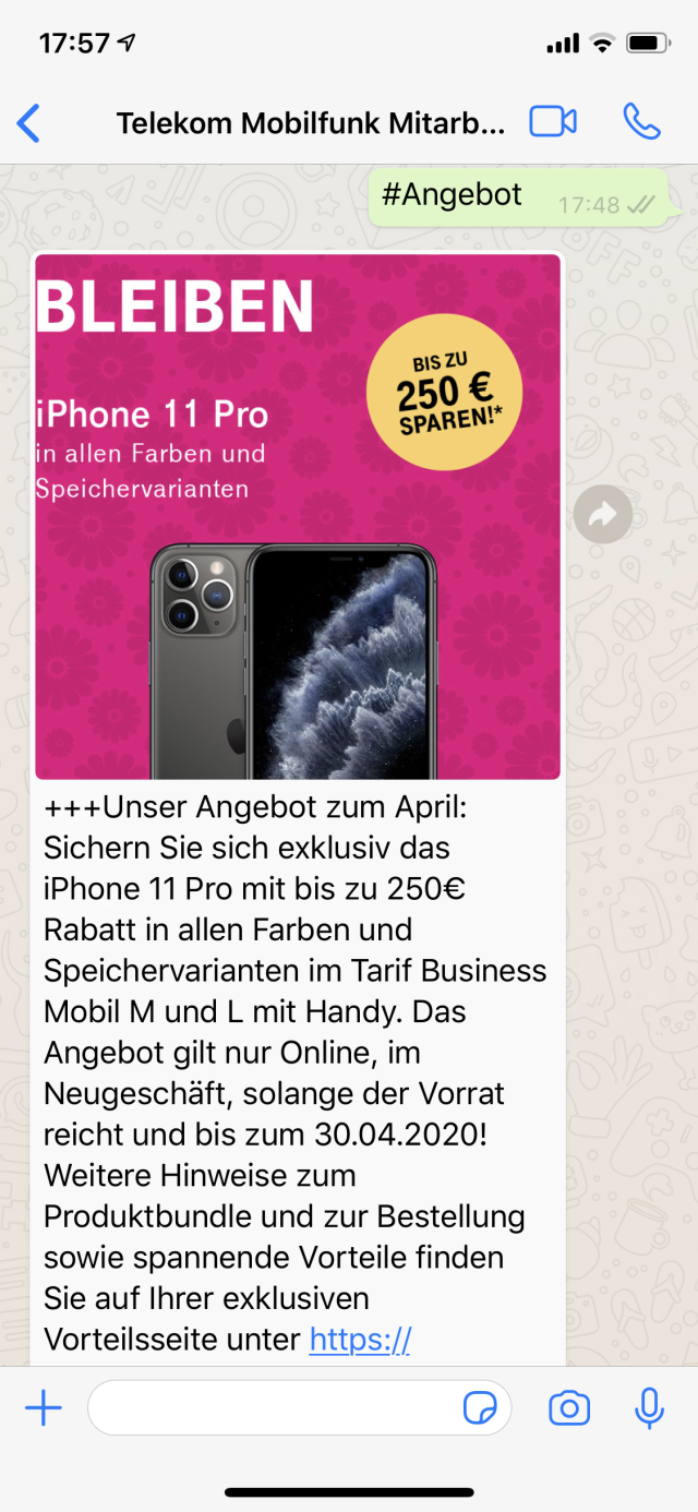 Telekom Mobilfunk Whatsapp Chatbot