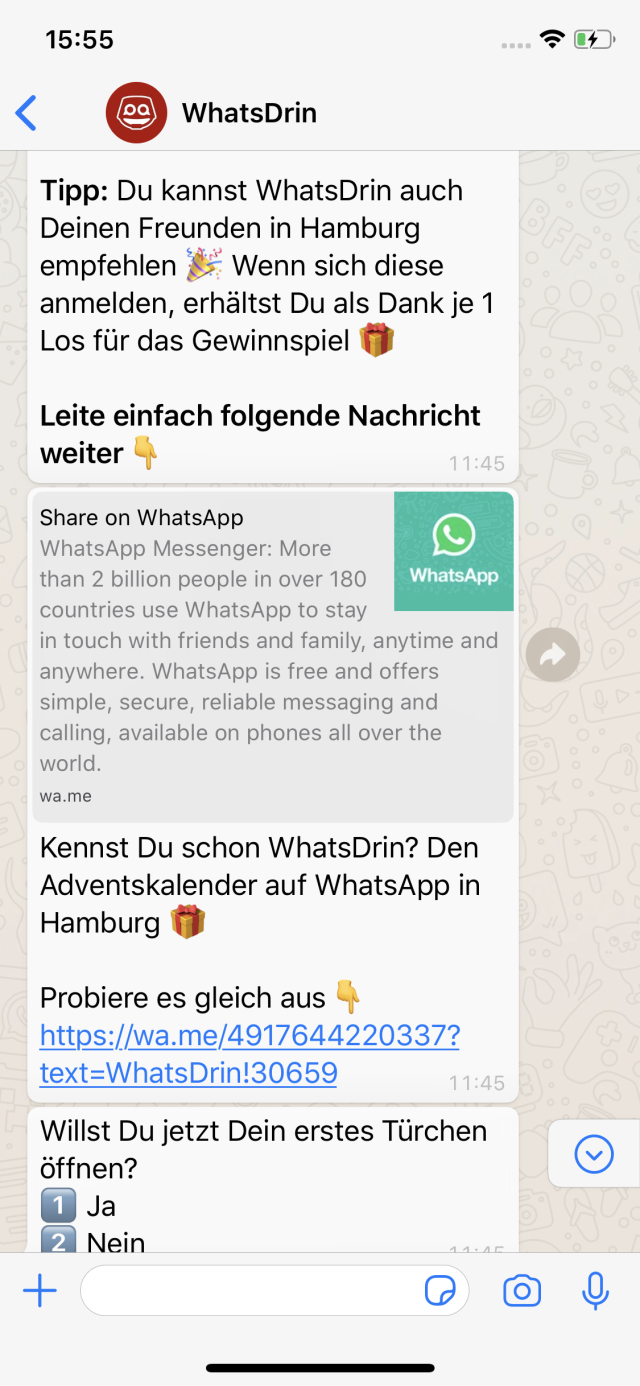 WhatsDrin Marketing Chatbot