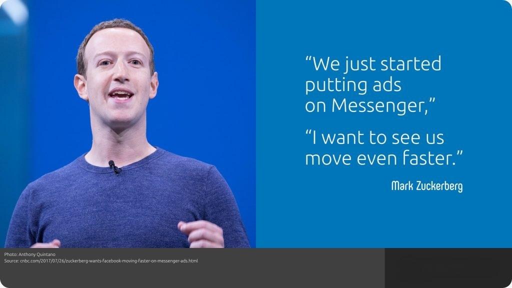 Quote from markt Zuckerberg about Ads on Messenger