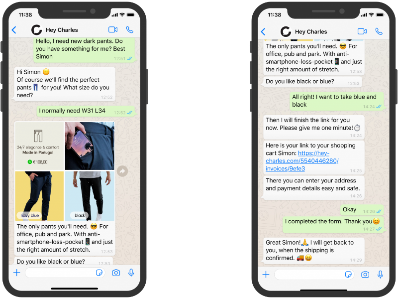 Hey Charles order example conversational commerce