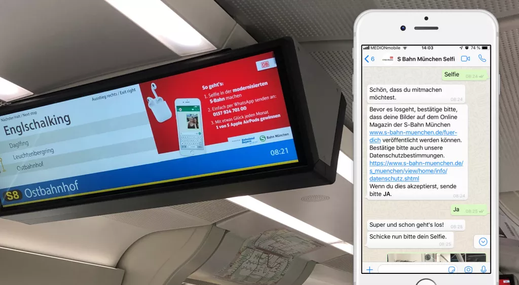 S-Bahn München: Selfies per WhatsApp schicken und gewinnen!
