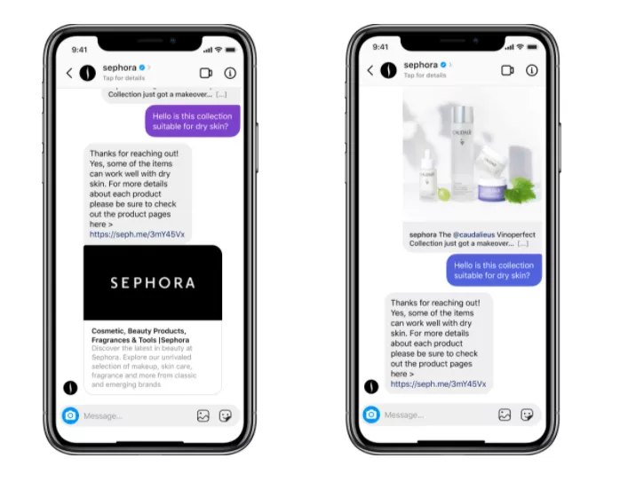 Sephora can now answer inquiries on Instagram directly on the platform.