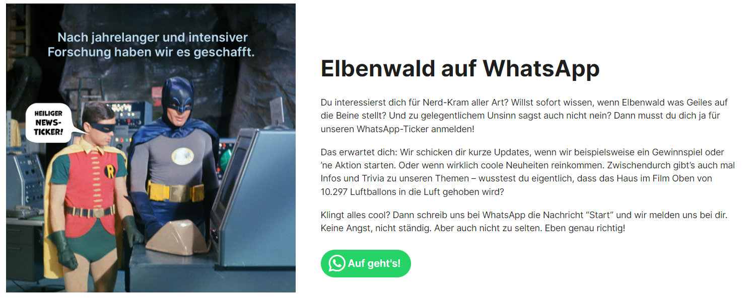 WhatsApp Newsletter Elbenwald Website