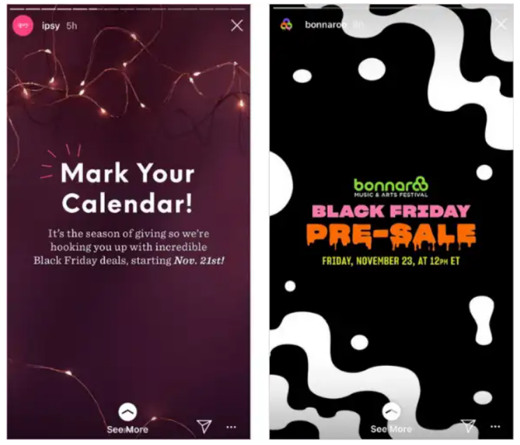 Black Friday ads Instagram examples