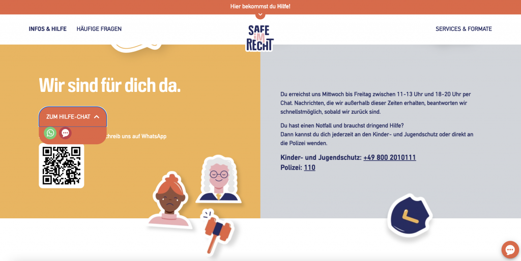 Safe im Recht WhatsApp Chat Beratungsstelle Kinderschutzbund Frankfurt