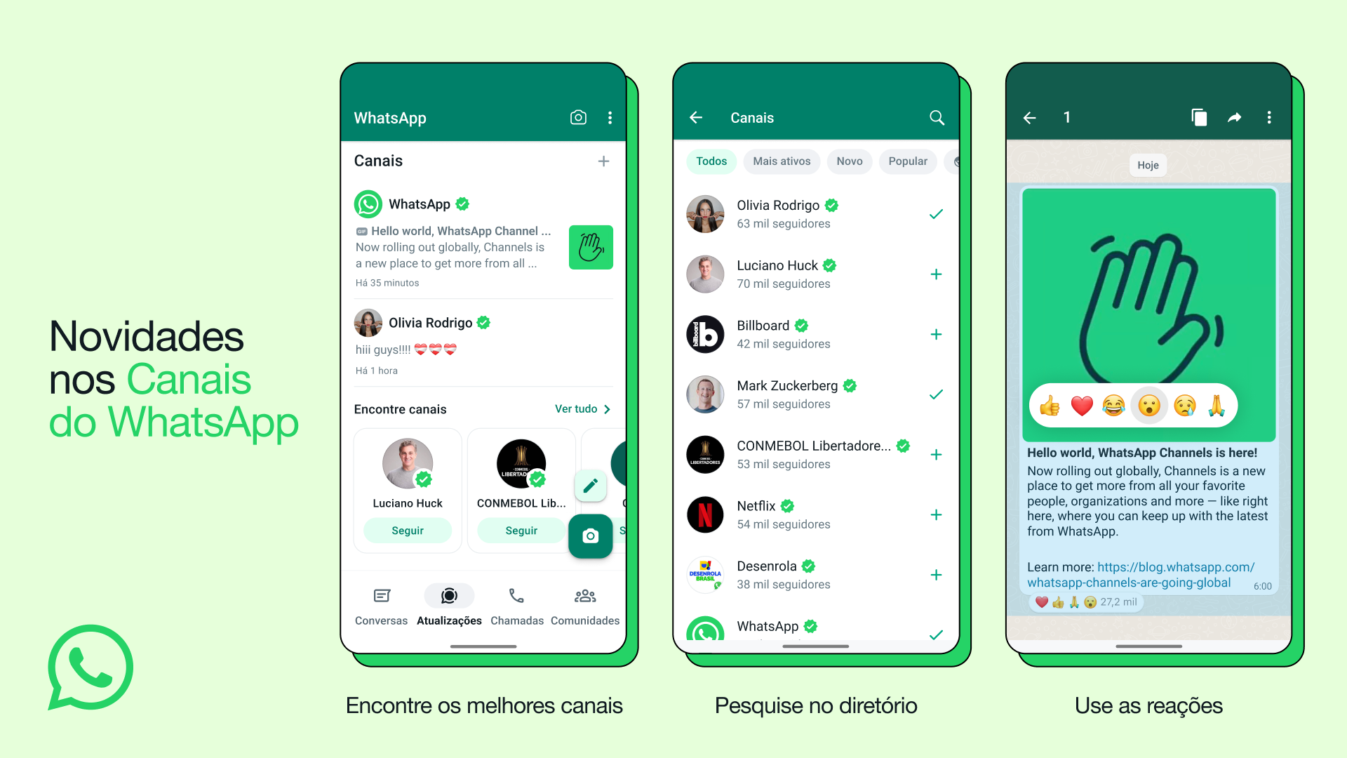 Canais do WhatsApp foram lançados no Brasil em setembro (Fonte: Meta)