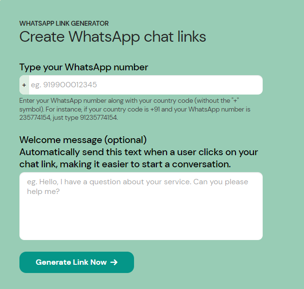 Free WhatsApp link generator Sinch Engage
