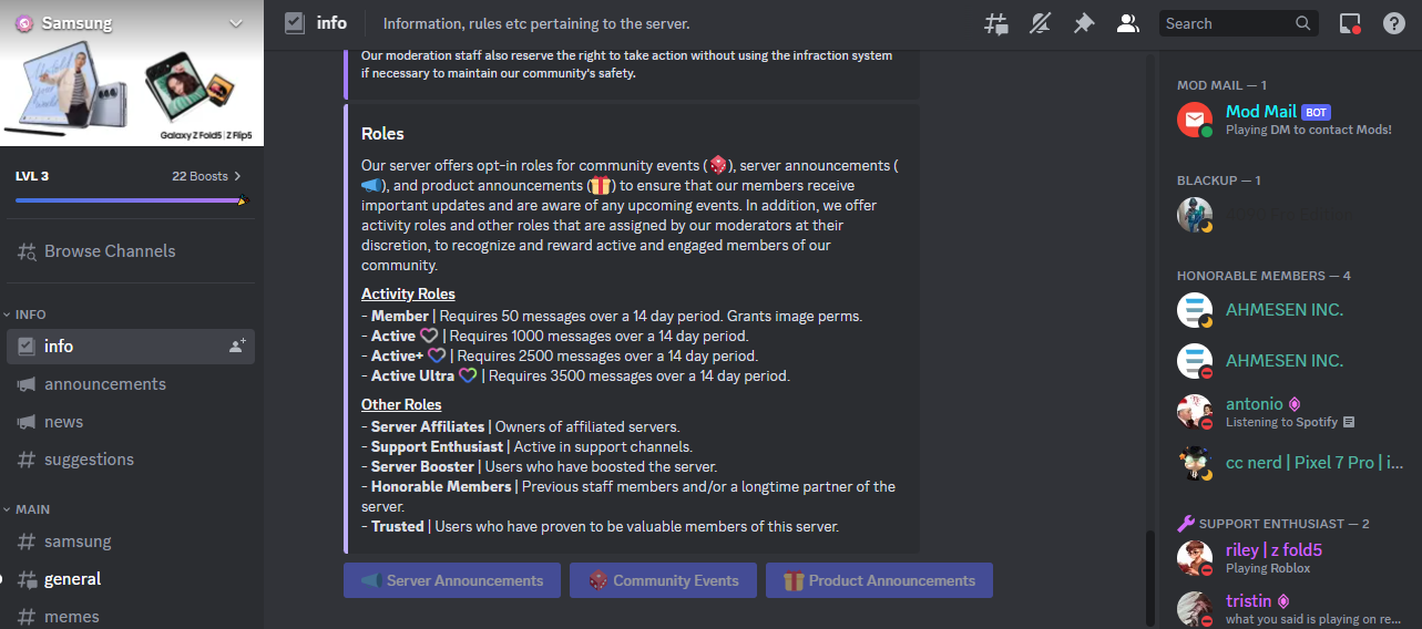 samsung discord overview