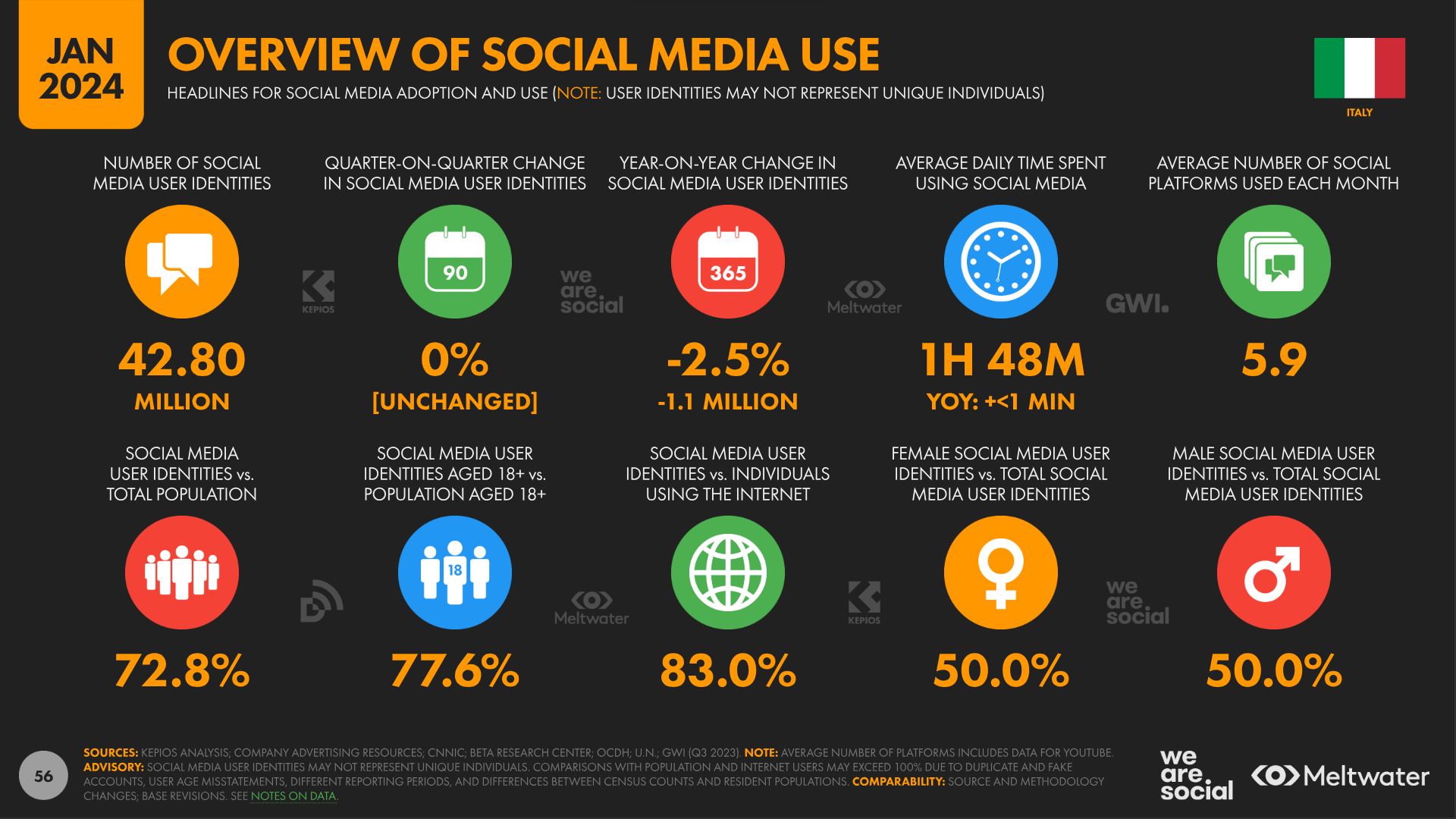 overview social media use italy 2024